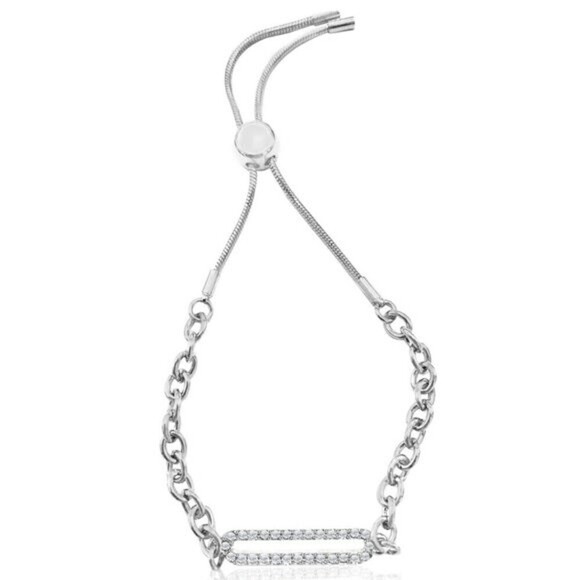 Sterling Silver Slider Bracelet | Swarovski Crystal | Adjustable Women's Jewelry - Picture 2 of 8
